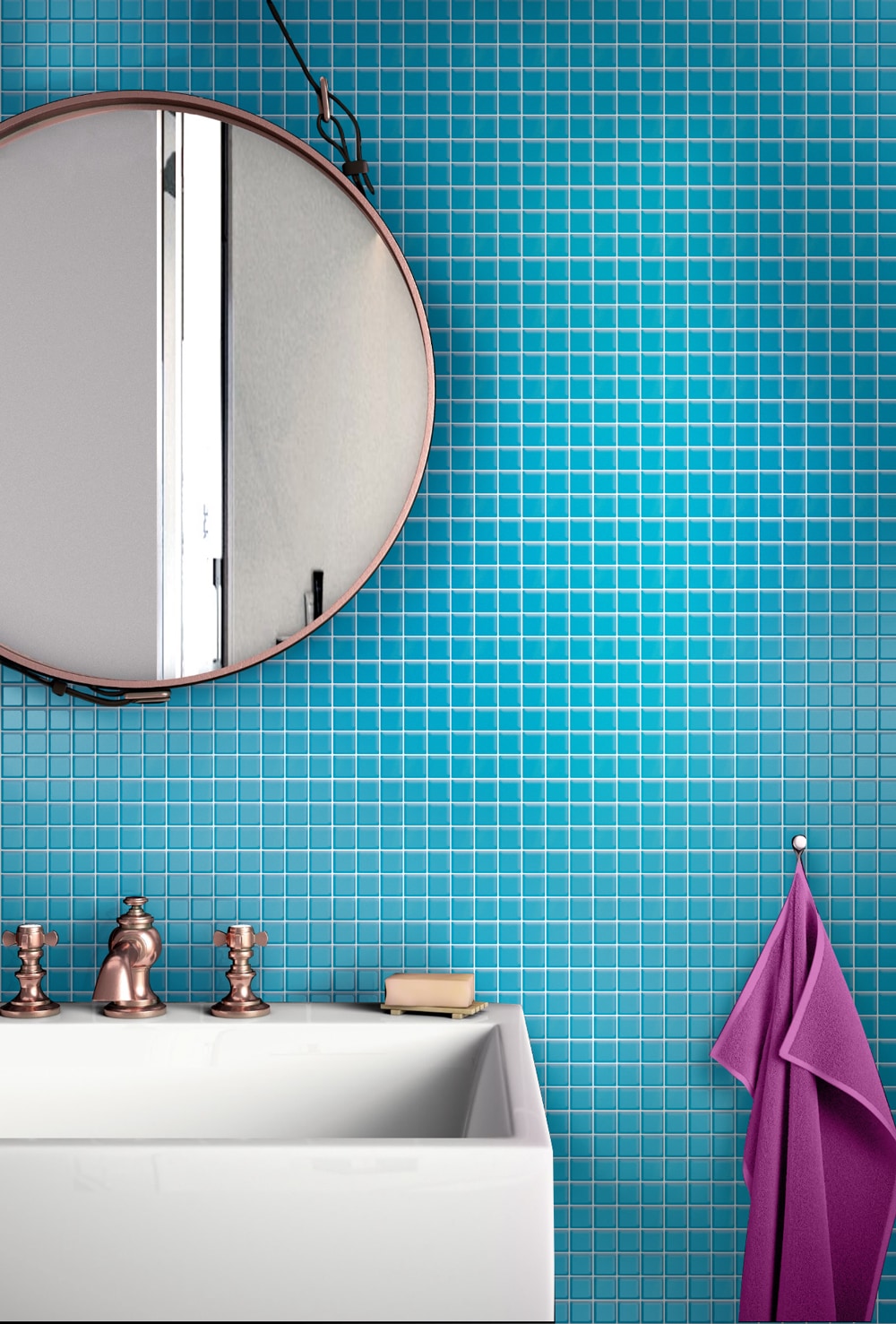 Apollo Tile (Sample) Floor and Wall Tile Cerulean Blue 4-in x 4-in Matte Glass Uniform Squares Mosaic Floor and Wall Tile