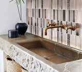 Apollo Tile (Sample) Floor and Wall Tile Brown and Beige 4-in x 4-in Polished Glass/Metal/Stone Quartz Linear Patterned Floor and Wall Tile