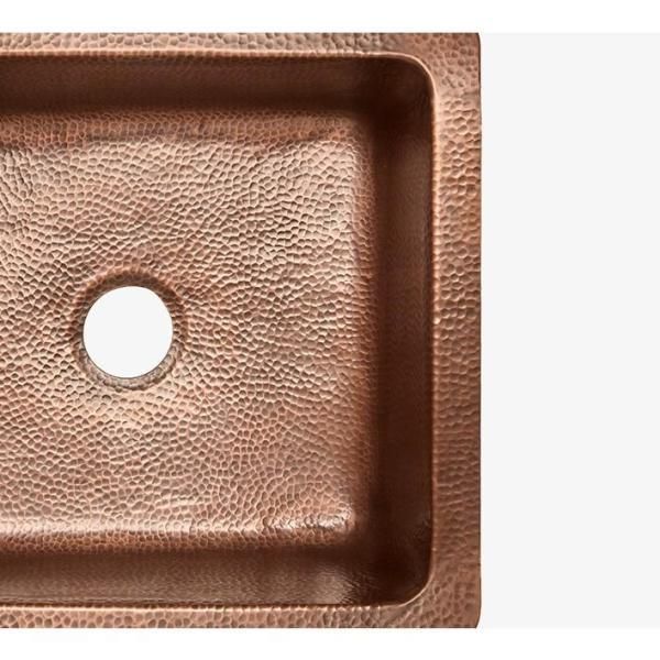 Monet Farmhouse Apron Front Handmade Pure Solid Copper 25 in. Single Bowl Kitchen Sink in Antique Copper