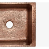 Monet Farmhouse Apron Front Handmade Pure Solid Copper 25 in. Single Bowl Kitchen Sink in Antique Copper