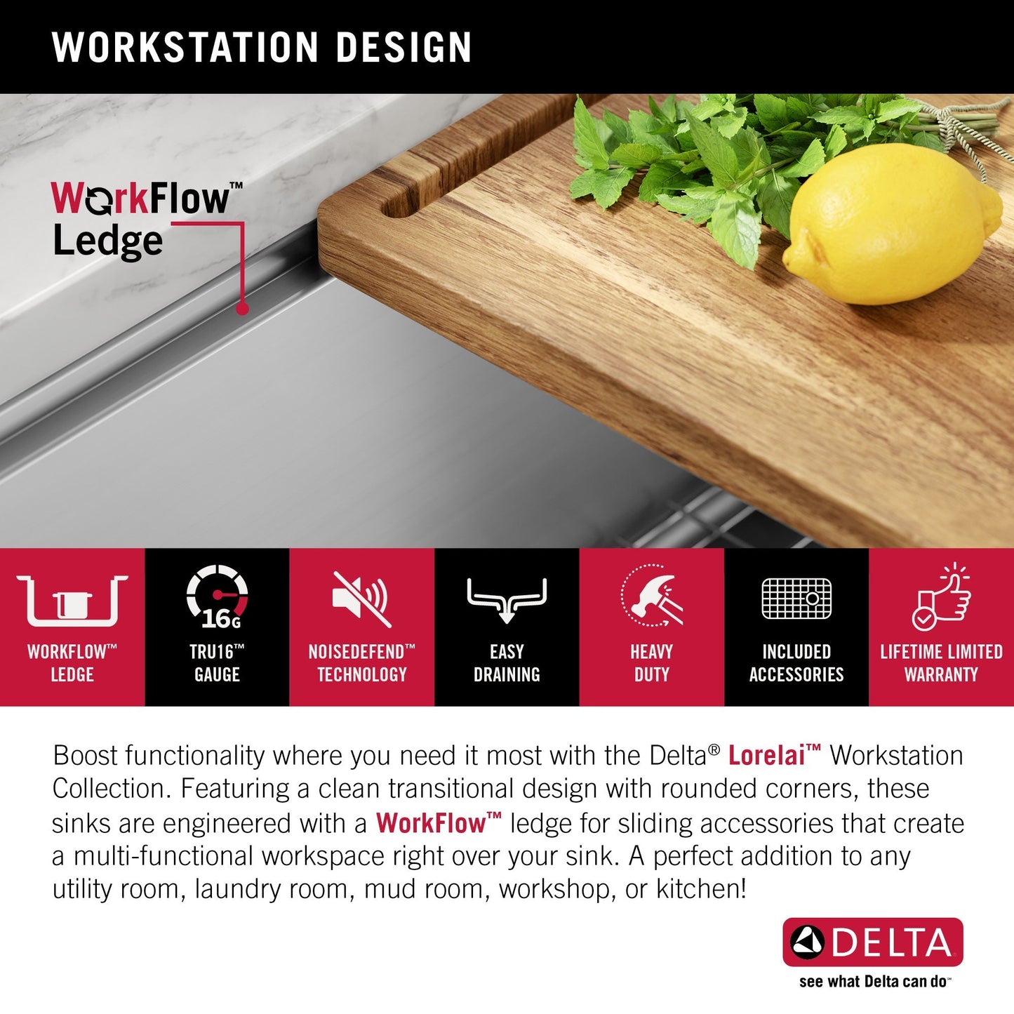 Delta Stainless Steel Undermount Laundry Sink with Drain
