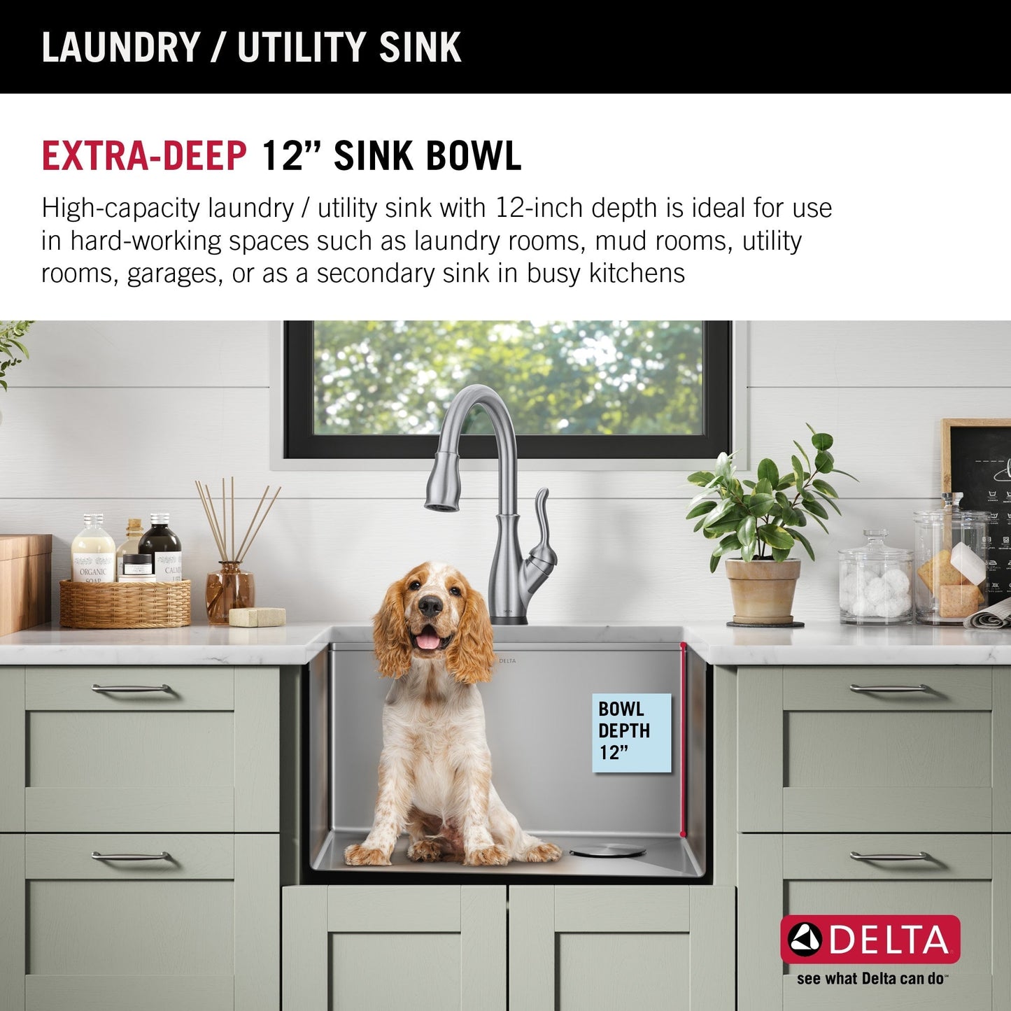 Delta Stainless Steel Undermount Laundry Sink with Drain