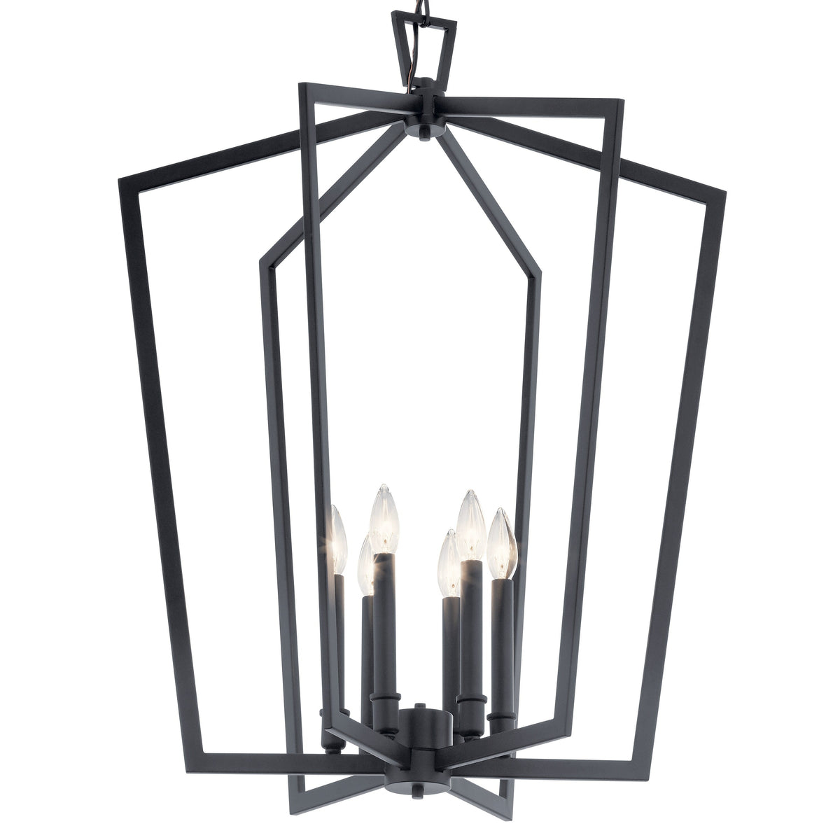 Kichler Abbotswell 6-Light Black Traditional Geometric Large Hanging Pendant Light