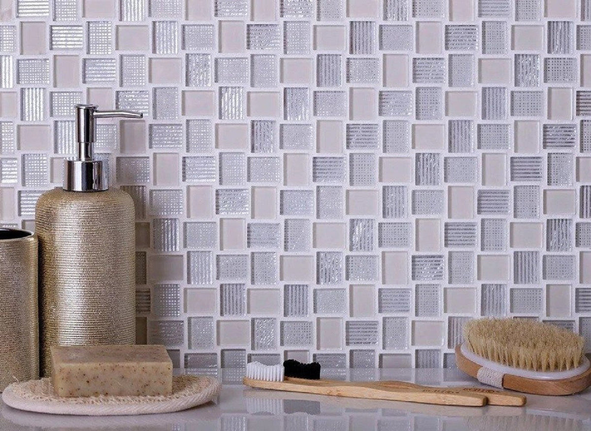 Apollo Tile (Sample) Sparta Gray 4-in x 4-in Polished Marble Basketweave Patterned Floor and Wall Tile