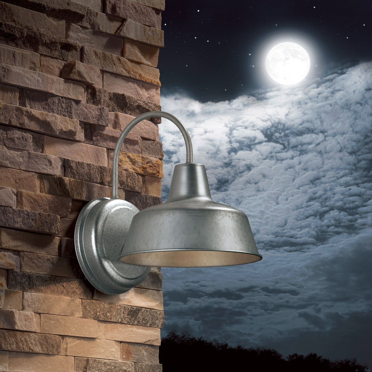 Portfolio Ellicott 10.75-in H Galvanized Dark Sky E26 Outdoor Wall Light