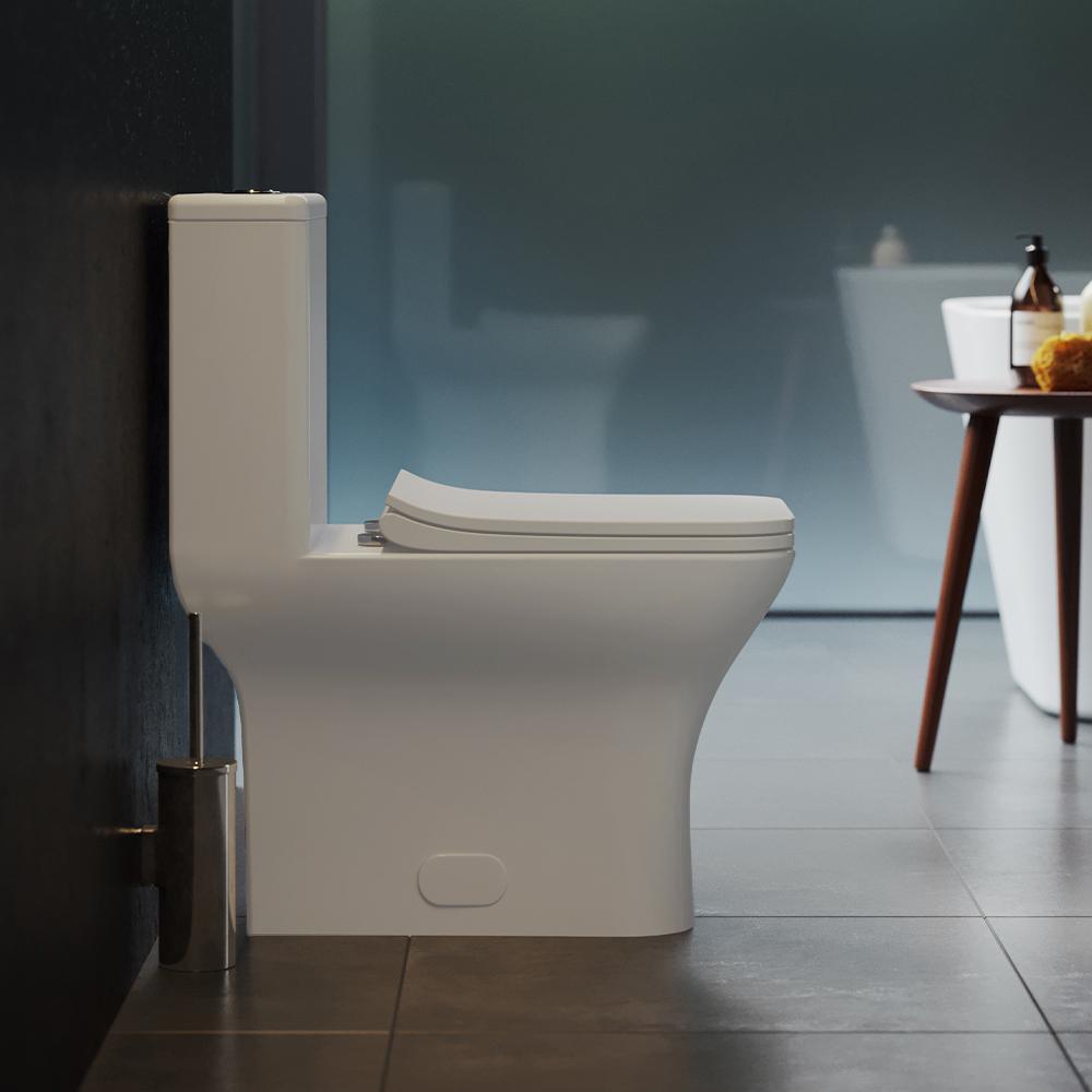 Carre 1-Piece 0.8/1.28 GPF Dual Flush Square Toilet in White, Seat Included - Super Arbor