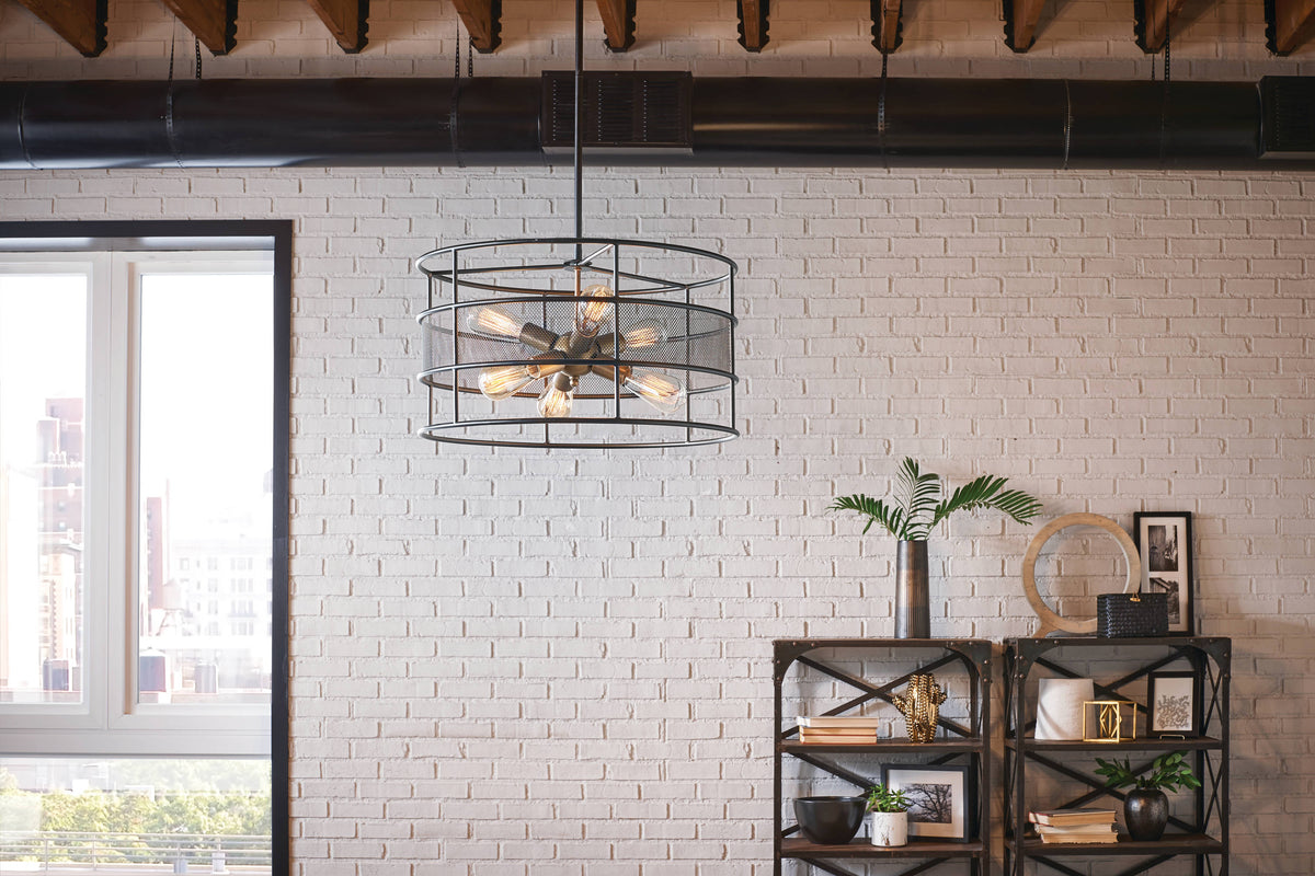 Kichler Piston 6-Light Black Transitional Chandelier
