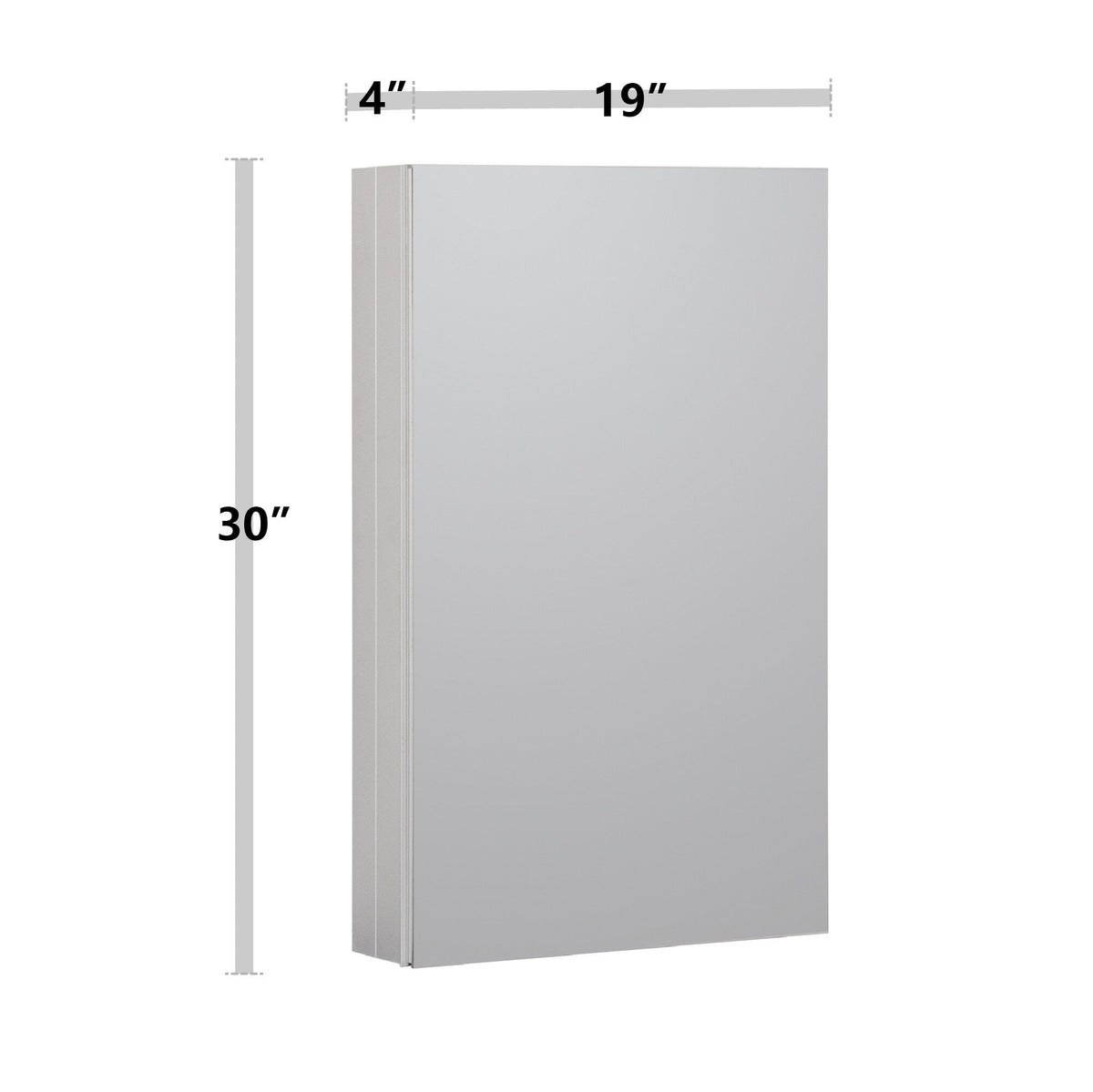 WELLFOR KAIF 19-in x 30-in Surface/Recessed Mount Aluminum Mirrored Soft Close Medicine Cabinet