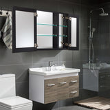 WELLFOR KAIF 30-in x 26-in Surface/Recessed Mount Black Mirrored Soft Close Medicine Cabinet