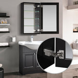 WELLFOR KAIF 19-in x 30-in Surface/Recessed Mount Black Mirrored Soft Close Medicine Cabinet