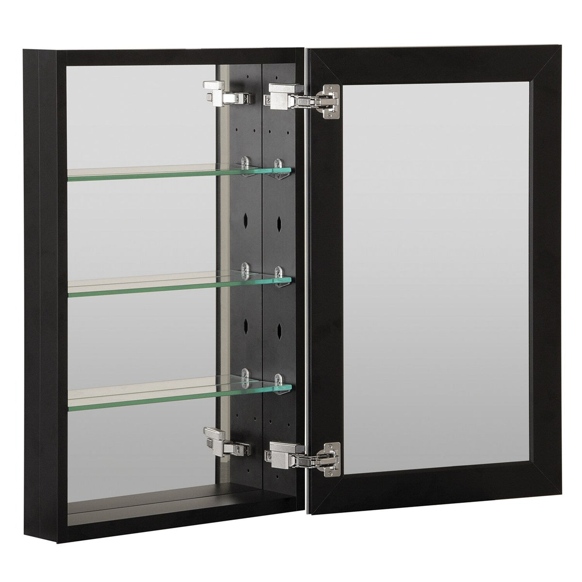 WELLFOR KAIF 19-in x 30-in Surface/Recessed Mount Black Mirrored Soft Close Medicine Cabinet