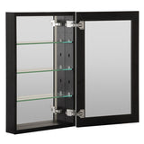 WELLFOR KAIF 19-in x 30-in Surface/Recessed Mount Black Mirrored Soft Close Medicine Cabinet