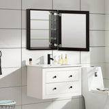 WELLFOR KAIF 23-in x 30-in Surface/Recessed Mount Black Mirrored Soft Close Medicine Cabinet