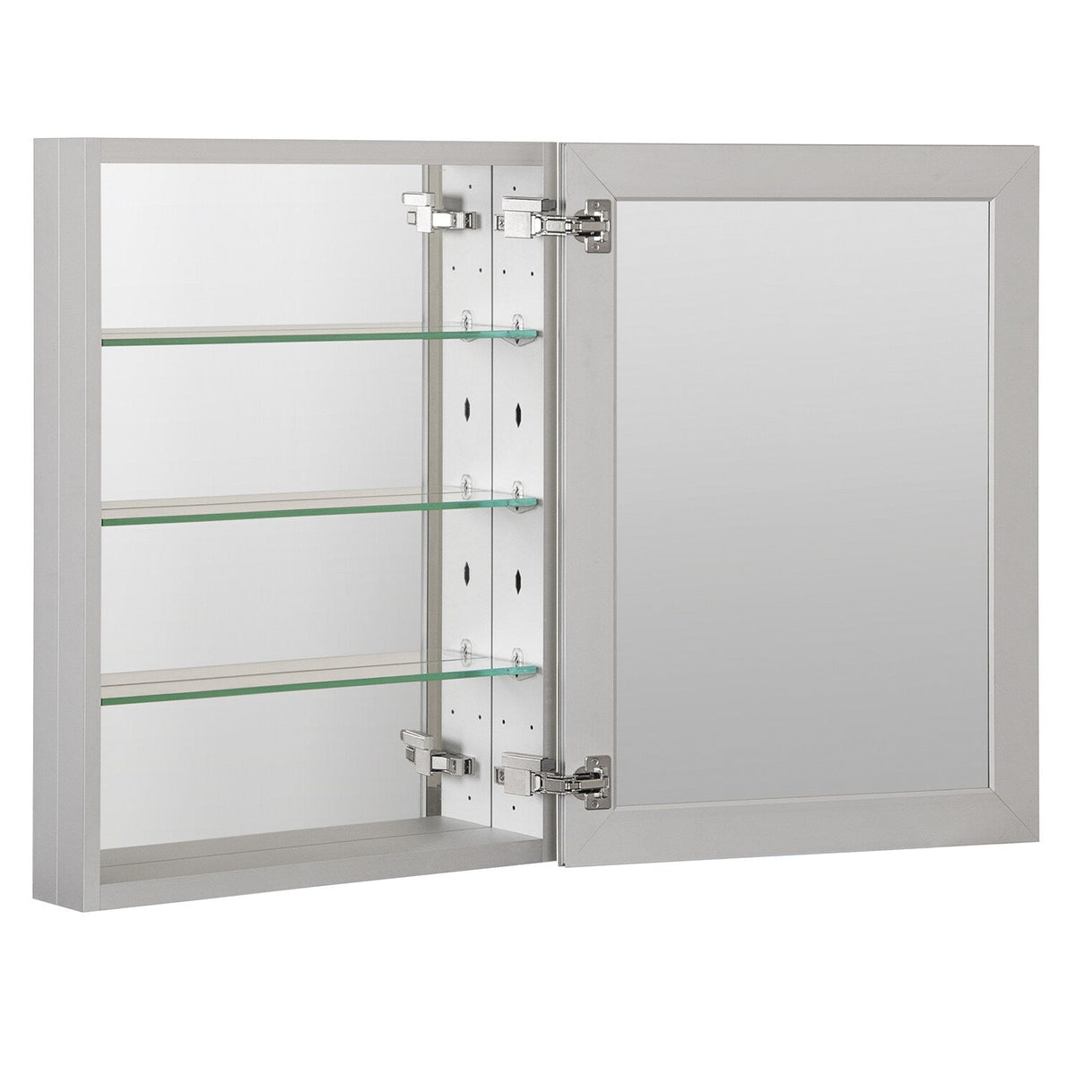 WELLFOR KAIF 23-in x 30-in Surface/Recessed Mount Aluminum Mirrored Soft Close Medicine Cabinet