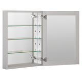 WELLFOR KAIF 23-in x 30-in Surface/Recessed Mount Aluminum Mirrored Soft Close Medicine Cabinet