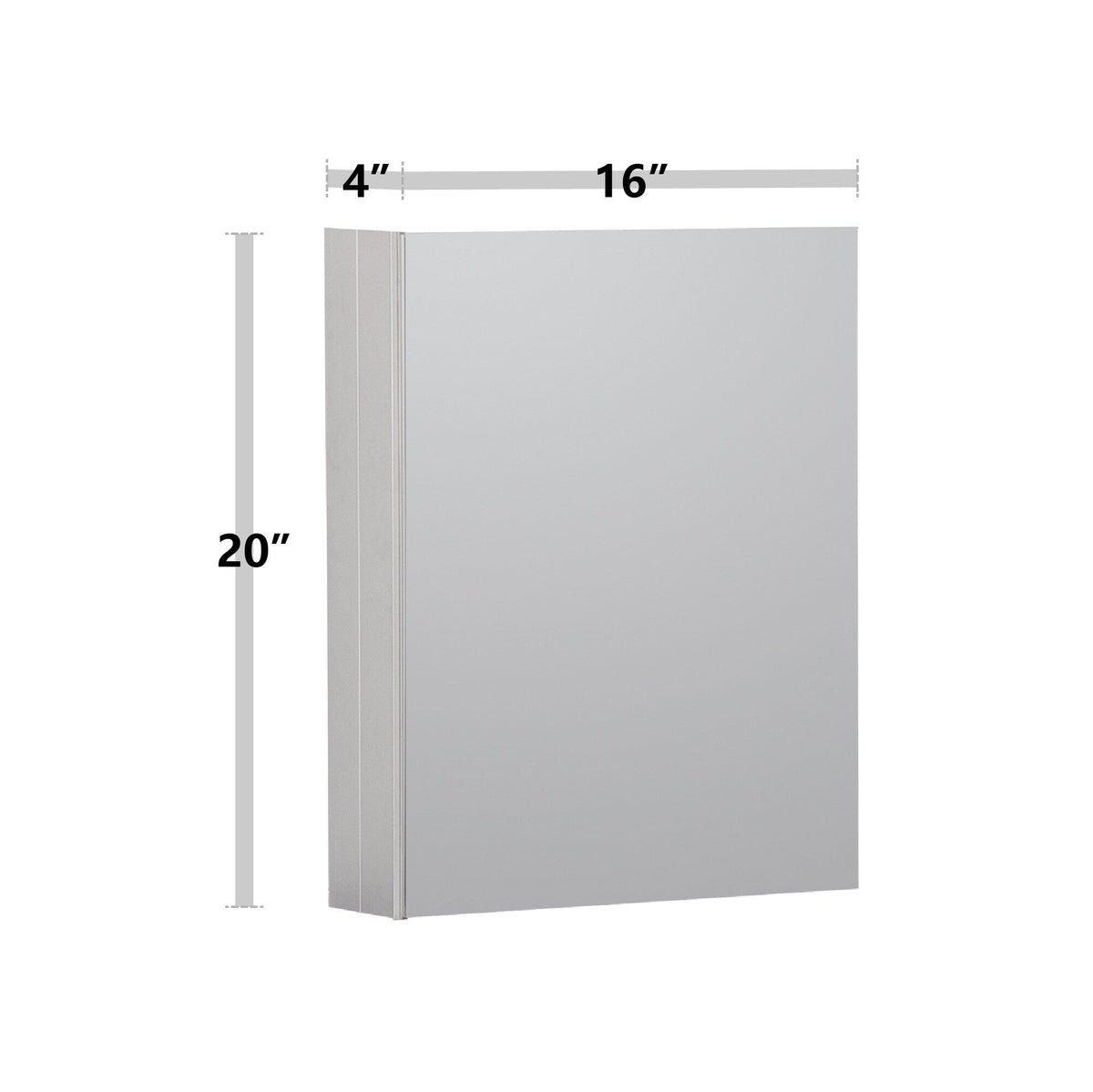 WELLFOR KAIF 16-in x 20-in Surface/Recessed Mount Aluminum Mirrored Soft Close Medicine Cabinet