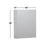 WELLFOR KAIF 16-in x 20-in Surface/Recessed Mount Aluminum Mirrored Soft Close Medicine Cabinet