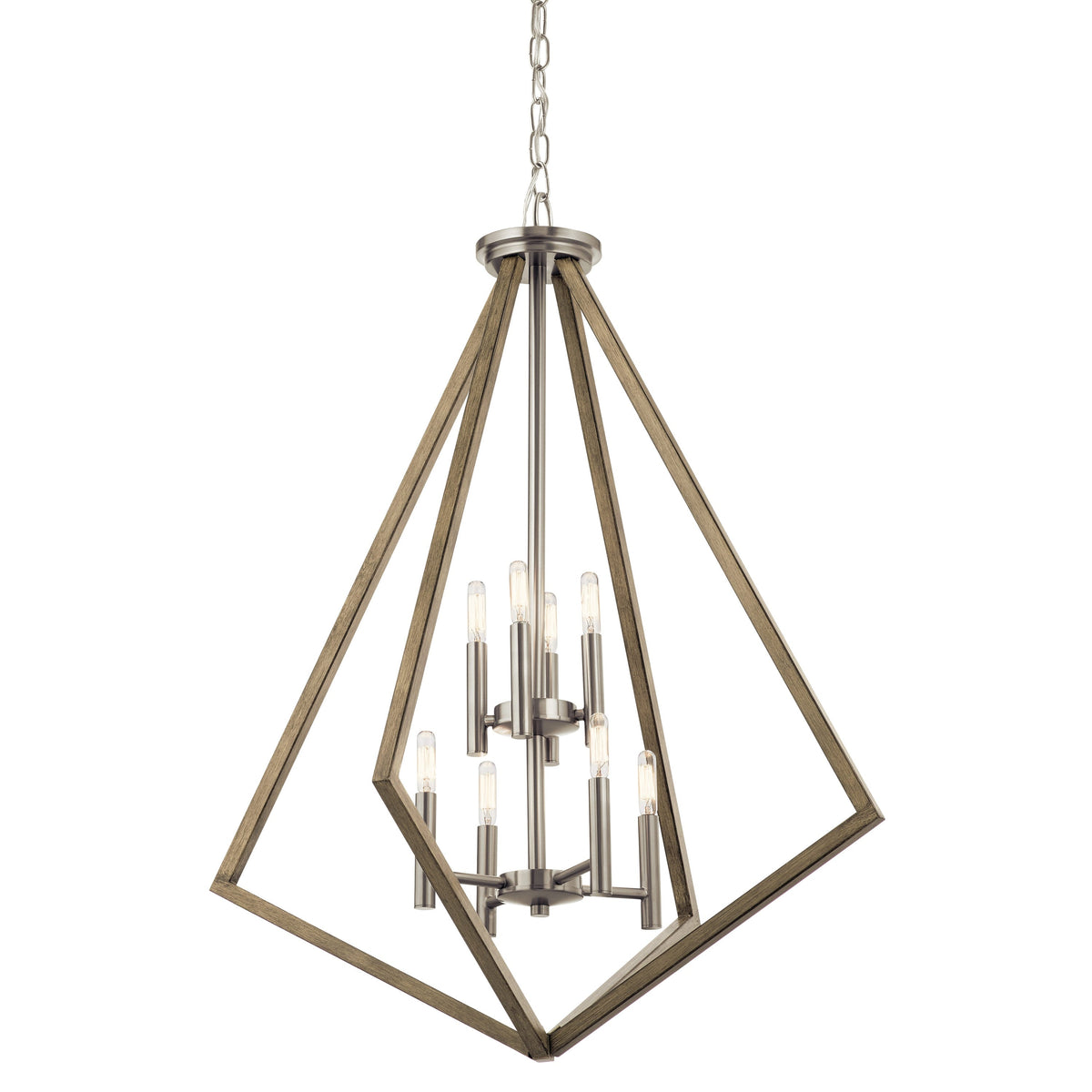 Kichler Deryn 8-Light Distressed Gray Farmhouse Cage Chandelier