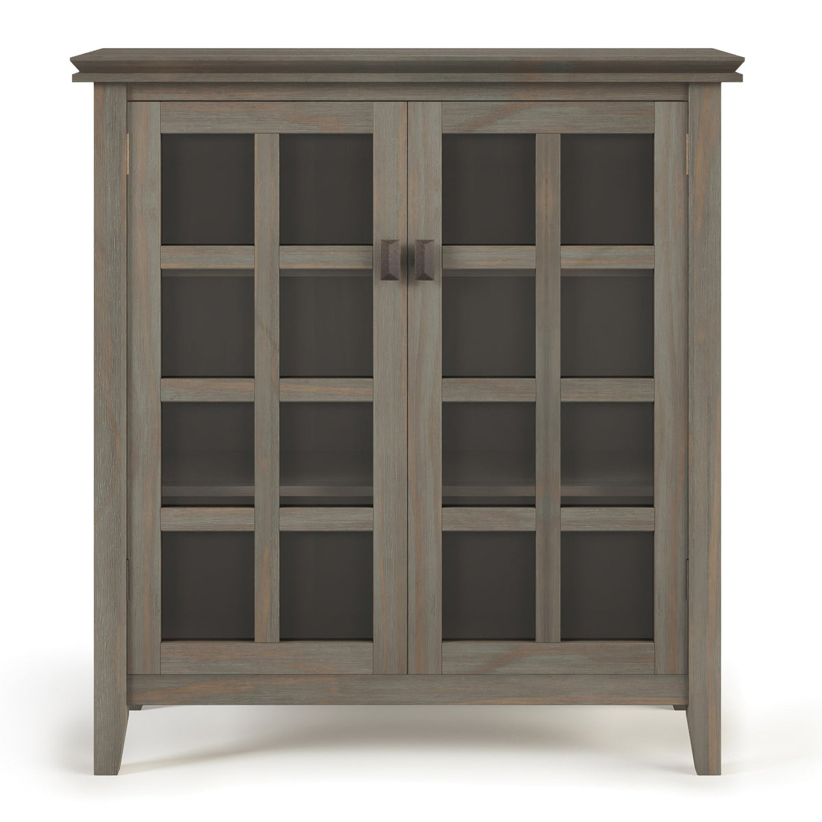 Simpli Home Artisan Distressed Grey Transitional Wood Media Cabinet