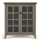 Simpli Home Artisan Distressed Grey Transitional Wood Media Cabinet