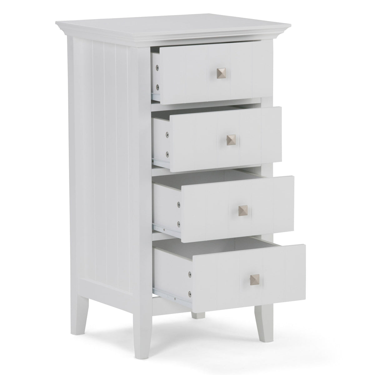 Simpli Home Acadian 18.1-in x 32.1-in x 15.75-in White Freestanding Soft Close Linen Cabinet