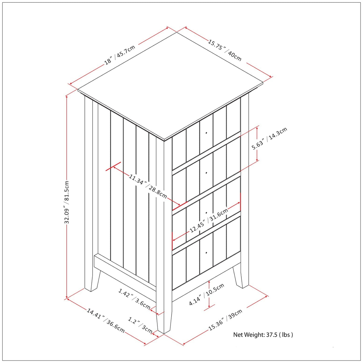 Simpli Home Acadian 18.1-in x 32.1-in x 15.75-in White Freestanding Soft Close Linen Cabinet