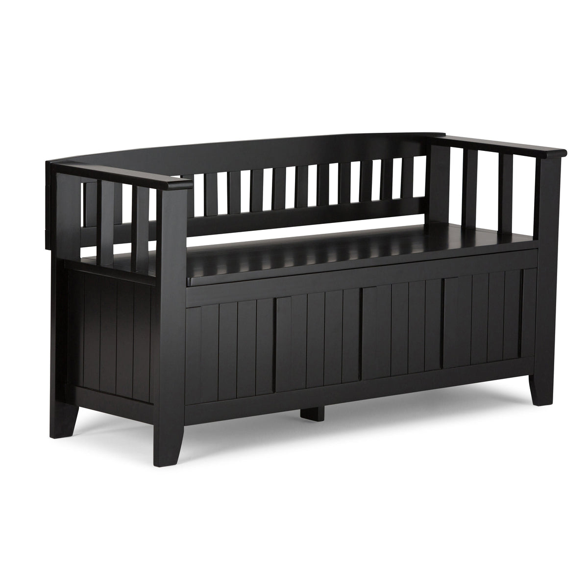 Simpli Home Acadian Modern Black Storage Bench with Storage 48-in x 17-in x 9.65-in