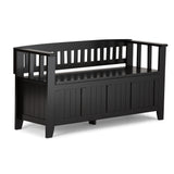 Simpli Home Acadian Modern Black Storage Bench with Storage 48-in x 17-in x 9.65-in
