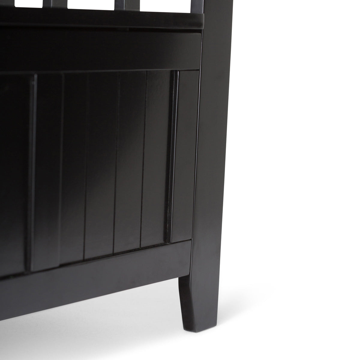 Simpli Home Acadian Modern Black Storage Bench with Storage 48-in x 17-in x 9.65-in