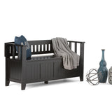 Simpli Home Acadian Modern Black Storage Bench with Storage 48-in x 17-in x 9.65-in