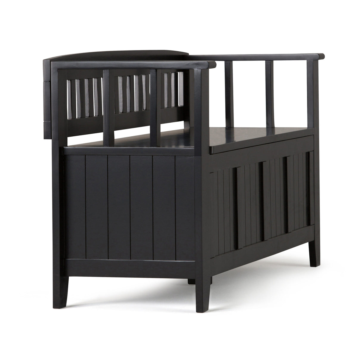 Simpli Home Acadian Modern Black Storage Bench with Storage 48-in x 17-in x 9.65-in