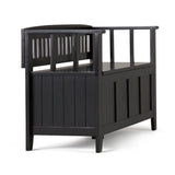 Simpli Home Acadian Modern Black Storage Bench with Storage 48-in x 17-in x 9.65-in