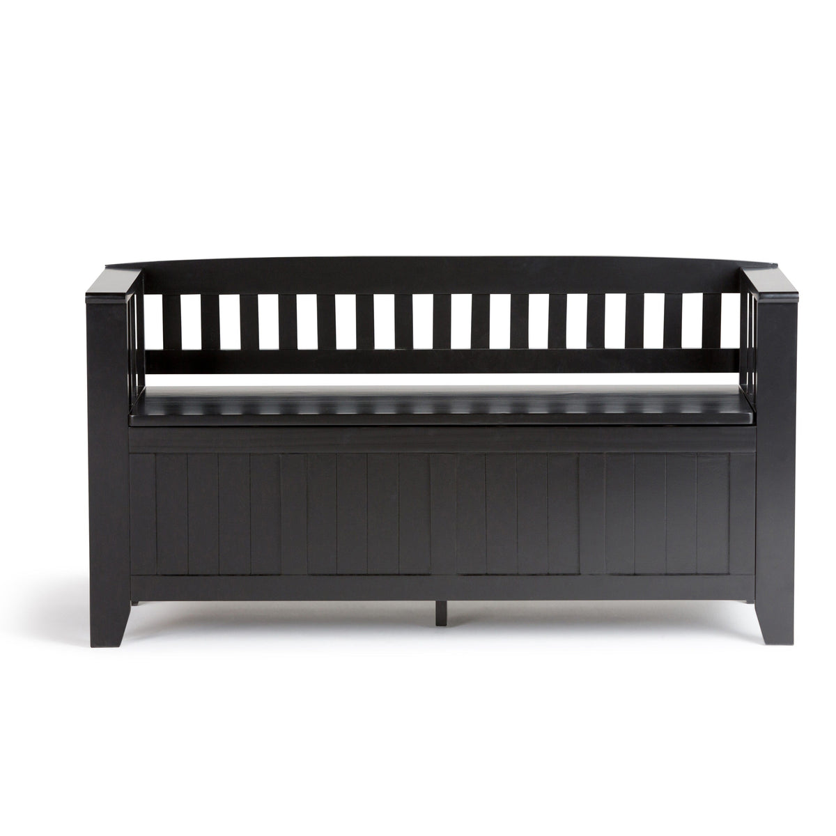 Simpli Home Acadian Modern Black Storage Bench with Storage 48-in x 17-in x 9.65-in
