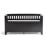 Simpli Home Acadian Modern Black Storage Bench with Storage 48-in x 17-in x 9.65-in