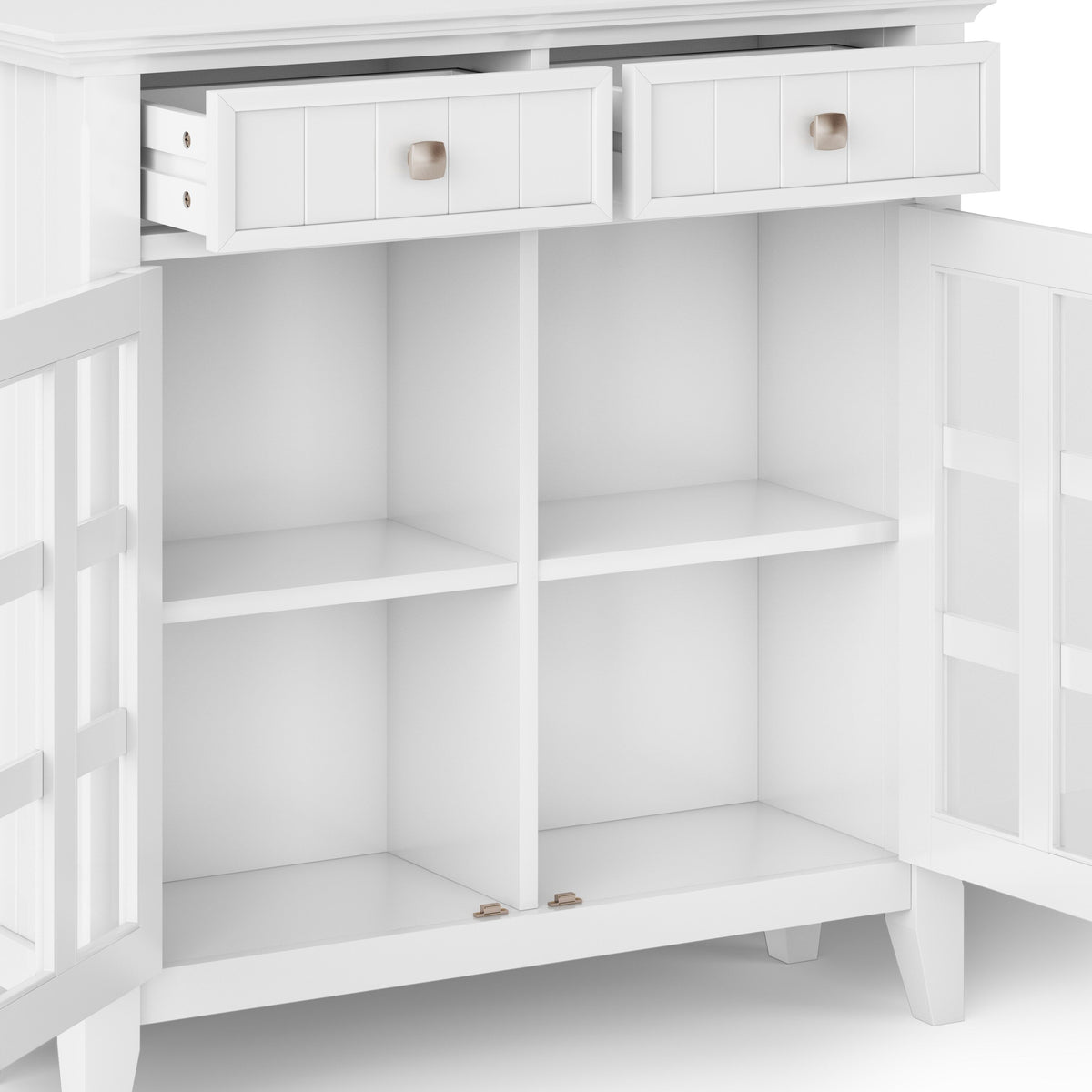 Simpli Home Acadian White Transitional Wood Media Cabinet