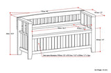 Simpli Home Acadian Modern Black Storage Bench with Storage 48-in x 17-in x 9.65-in