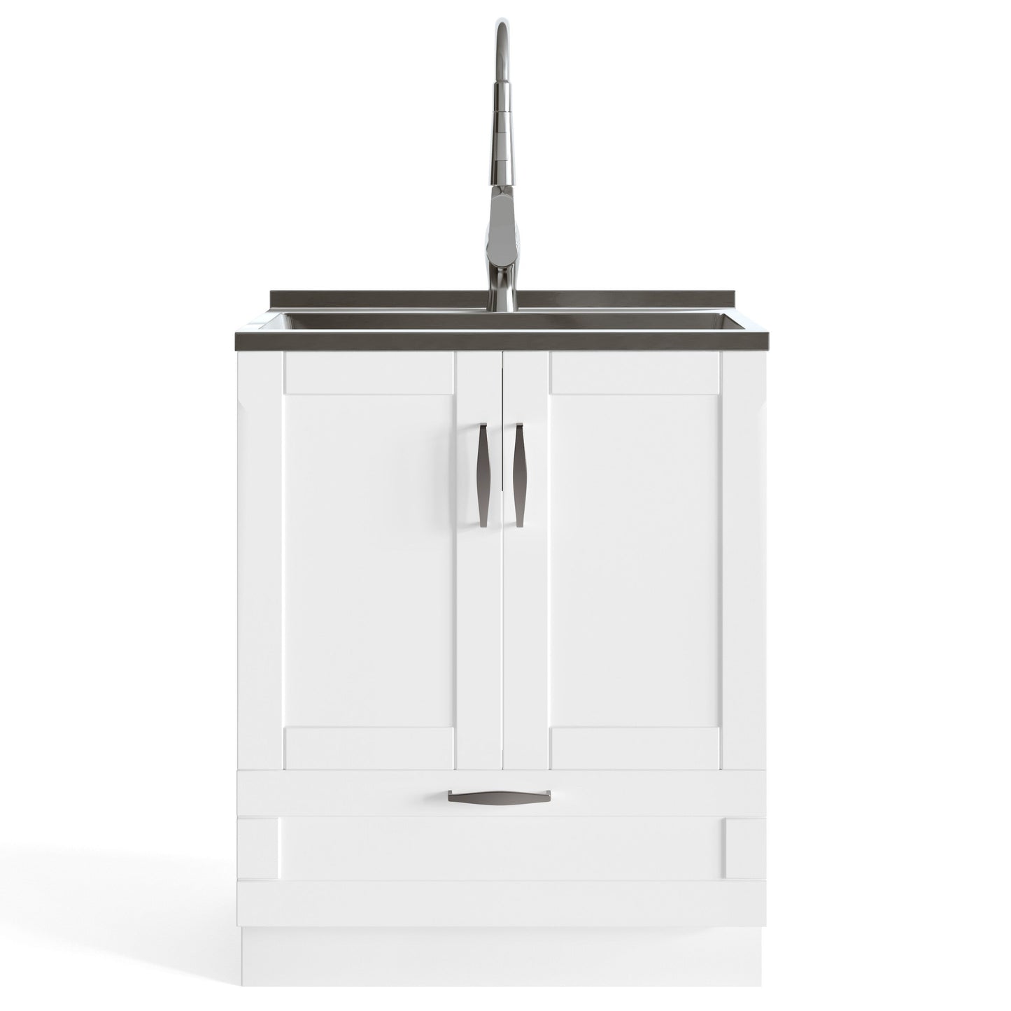 Simpli Home Reed 27.6-in Freestanding Laundry Sink with Cabinet and Faucet