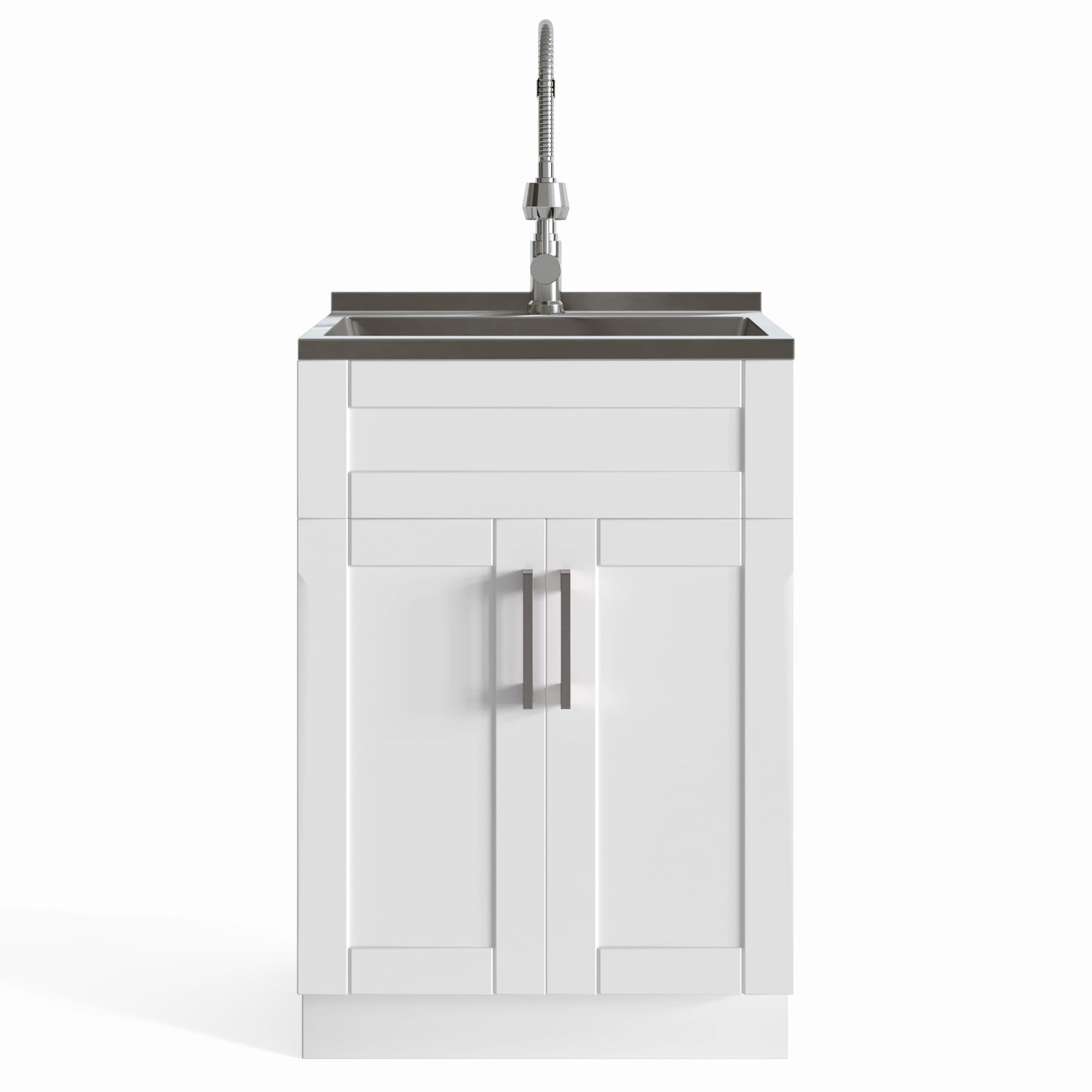 Simpli Home Hennessy 23.6-in Freestanding Laundry Sink with Cabinet
