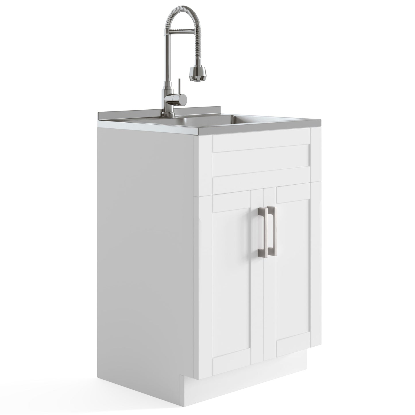 Simpli Home Hennessy 23.6-in Pure White Freestanding Laundry Sink with Cabinet