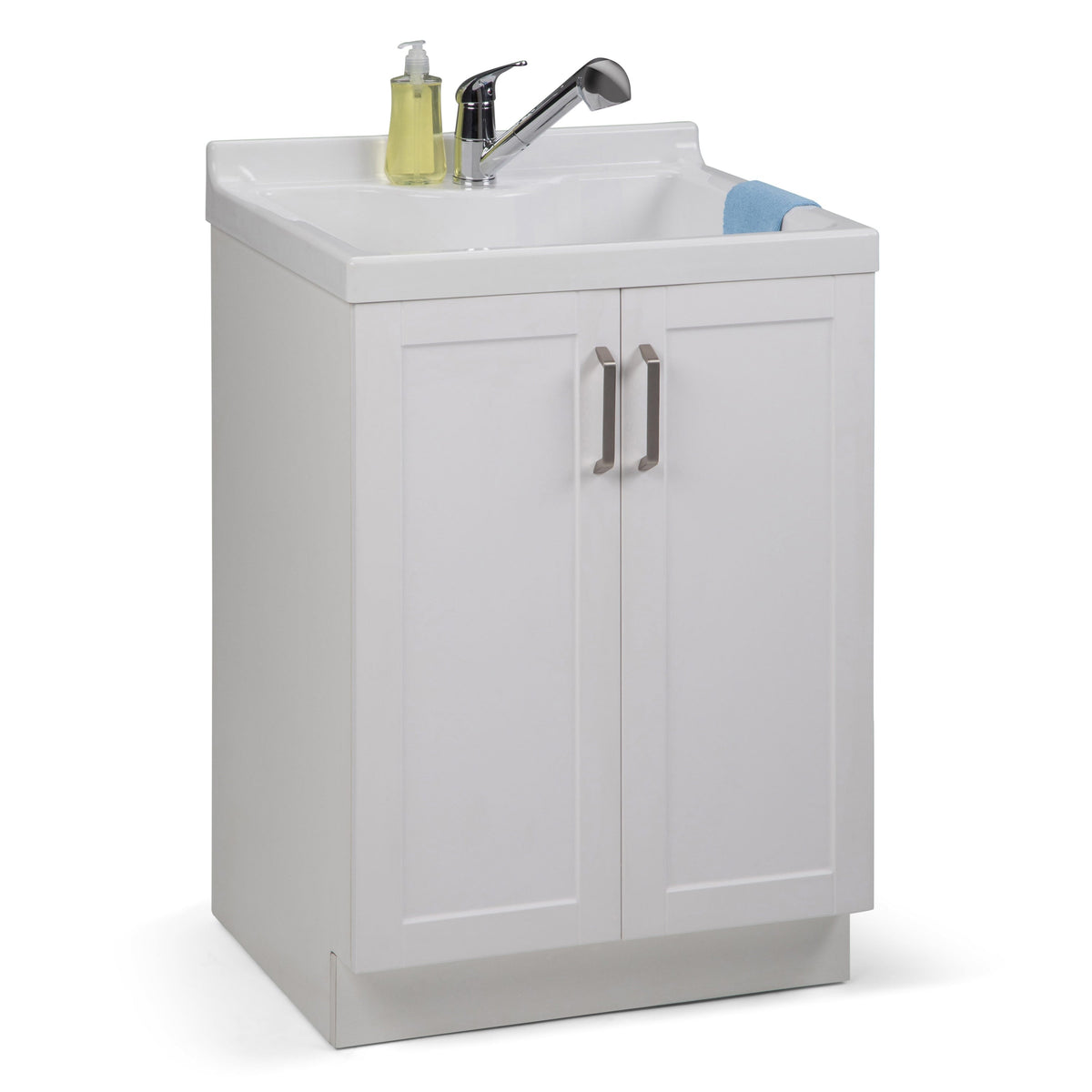Simpli Home Kyle 24-Inch Pure White Freestanding Laundry Sink with Cabinet