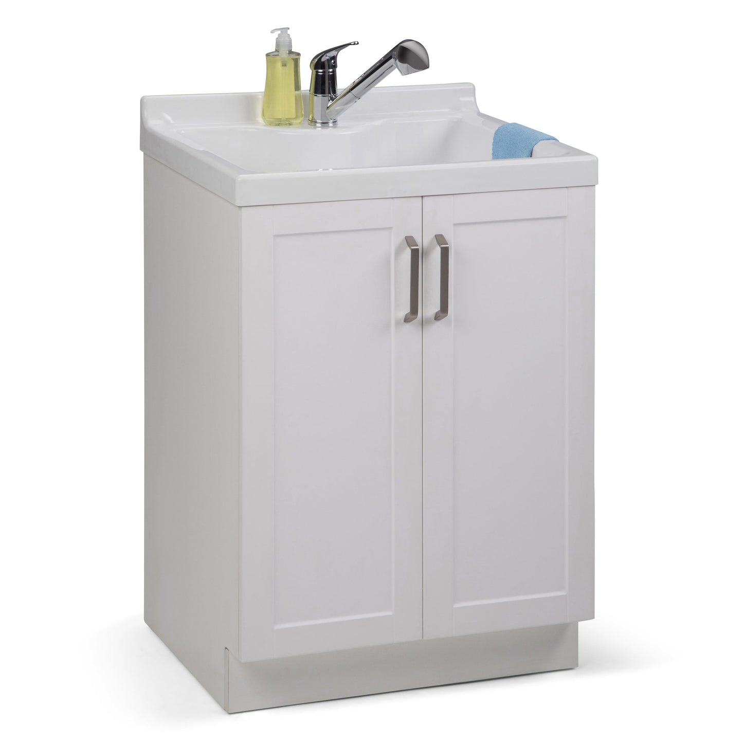 Simpli Home Kyle 24-Inch Pure White Freestanding Laundry Sink with Cabinet