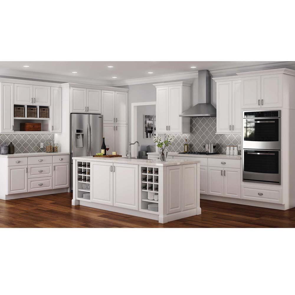 Hampton Partially Assembled 36 x 34.5 x 24 in. Corner Sink Base Kitchen Cabinet in Satin White