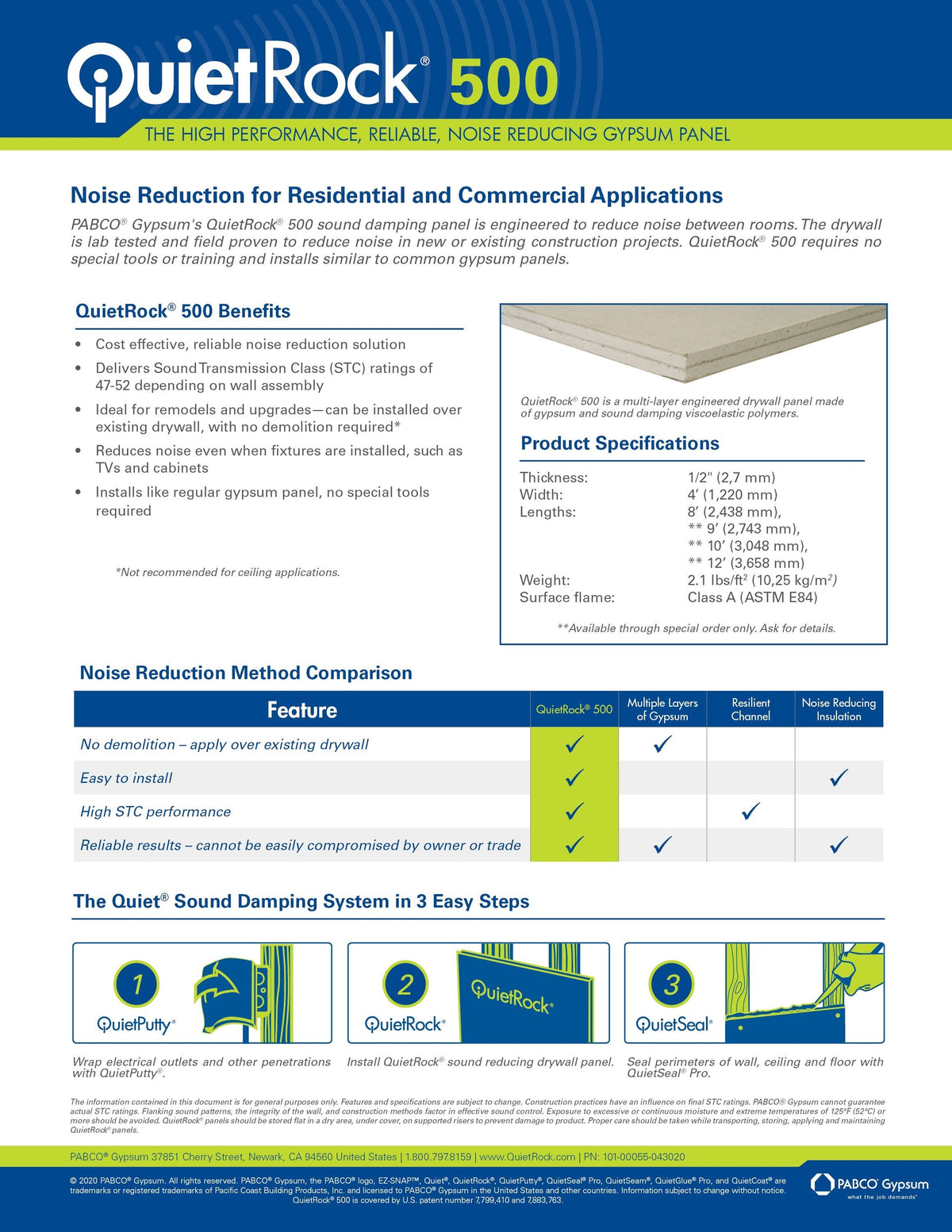 QuietRock 1/2-in x 4-ft x 8-ft 500 Regular Drywall Panel