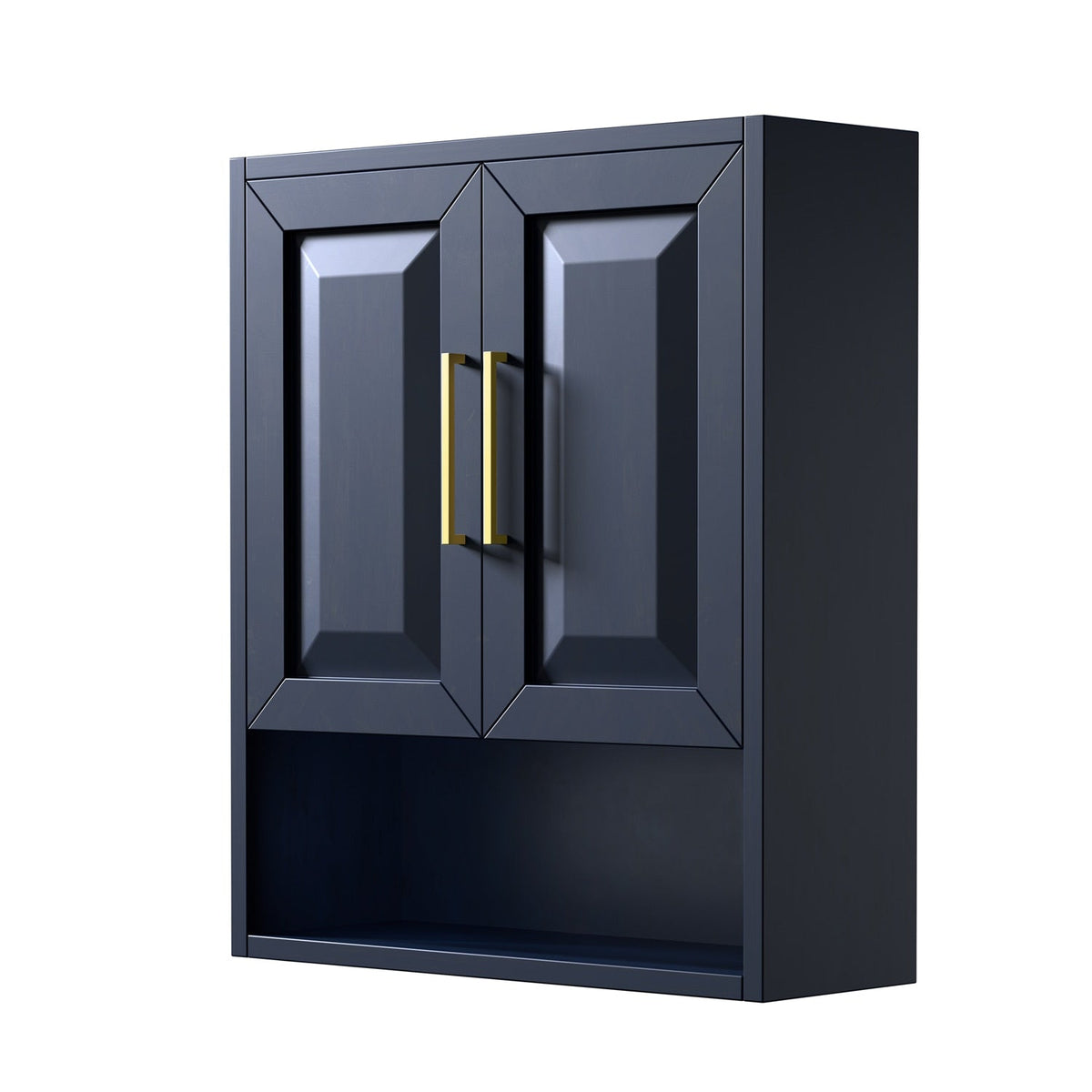 Wyndham Collection Daria 25-in x 30-in x 9-in Dark Blue with Brushed Gold Trim Soft Close Bathroom Wall Cabinet