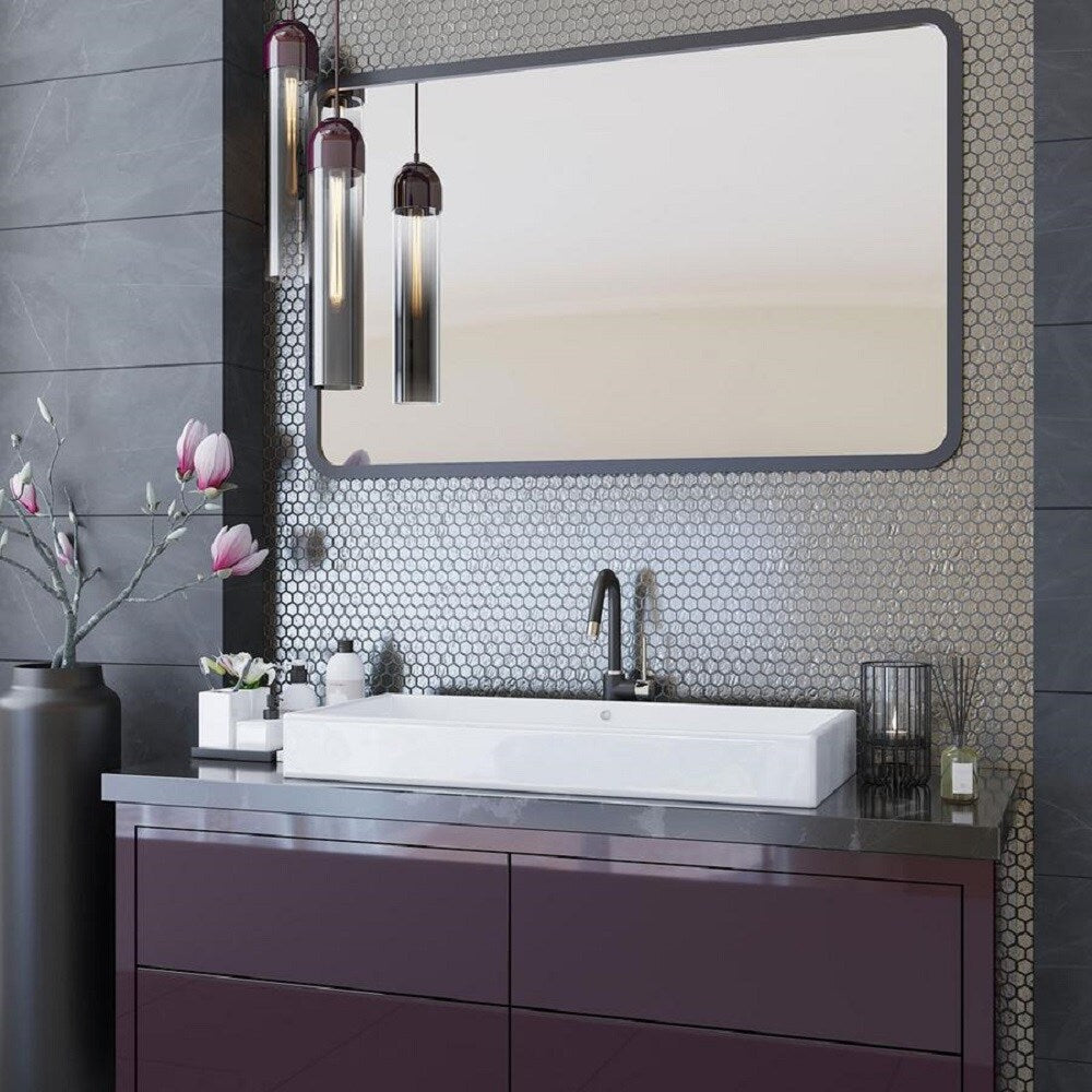 Apollo Tile (Sample) Majeste Glossy Silver 4-in x 4-in Matte Glass Honeycomb Mosaic Floor and Wall Tile