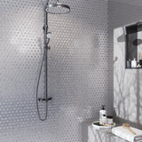 Apollo Tile Majeste Silver 12-in x 12-in Glossy Glass Hexagon Patterned Wall Tile (9.67-sq. ft/ Carton)
