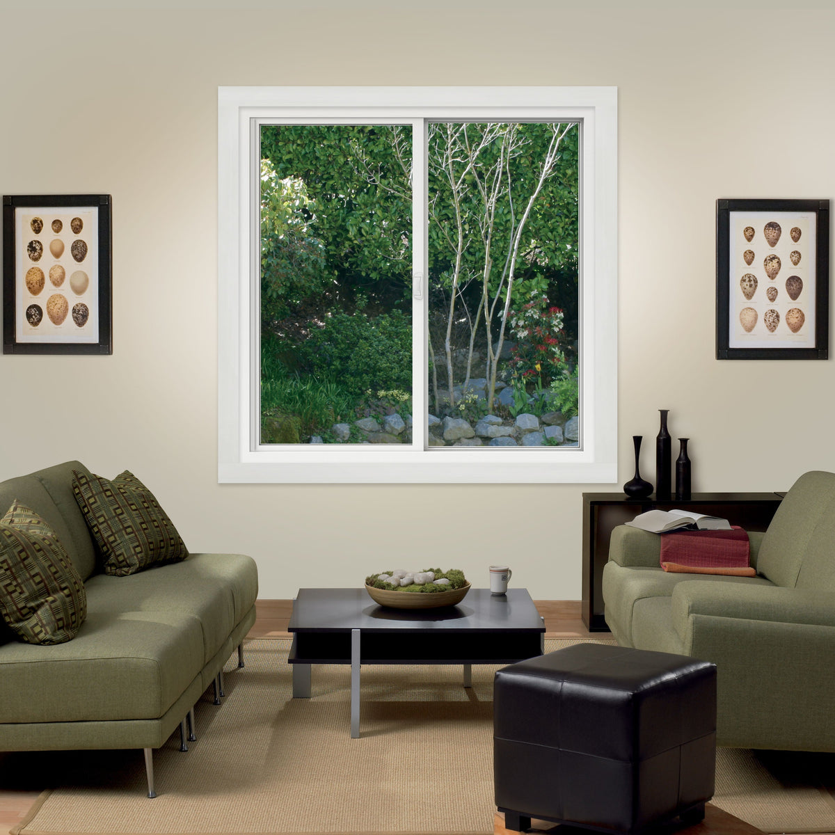 JELD-WEN FiniShield V-4500 59-1/2-in x 47-1/2-in x 3-in Jamb Right-Operable Vinyl Black Sliding Window, Full Screen Included