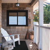 JELD-WEN FiniShield V-4500 47-1/2-in x 35-1/2-in x 3-in Jamb Left-Operable Black Exterior/White Interior Vinyl Sliding Window, Full Screen Included