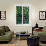 JELD-WEN FiniShield V-4500 35-1/2-in x 47-1/2-in x 3-in Jamb Right-Operable Vinyl Sliding Window, Black Exterior/White Interior, Full Screen Included