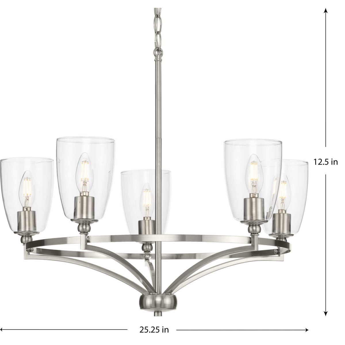 Progress Lighting Parkhurst 5-Light Brushed Gray Transitional Chandelier